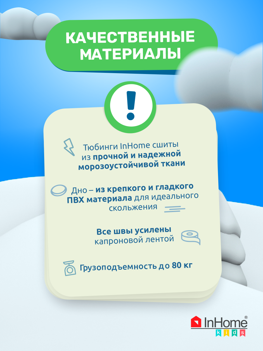 Тюбинг ватрушка InHome для катания 80 см купить по цене 2790 ₽ в  интернет-магазине Детский мир