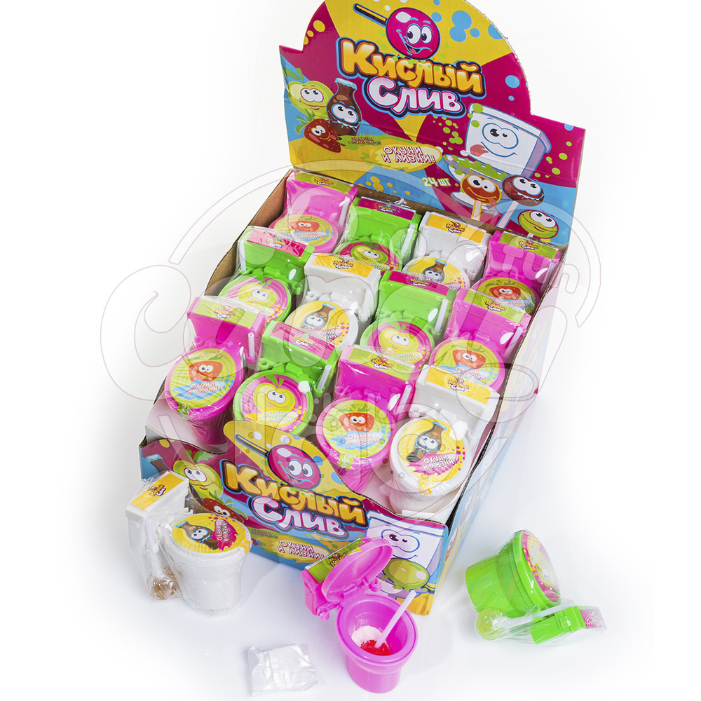 Карамель леденцовая Fun Candy Lab с кислой пудрой Кислый слив 24 шт по 8 гр - фото 4
