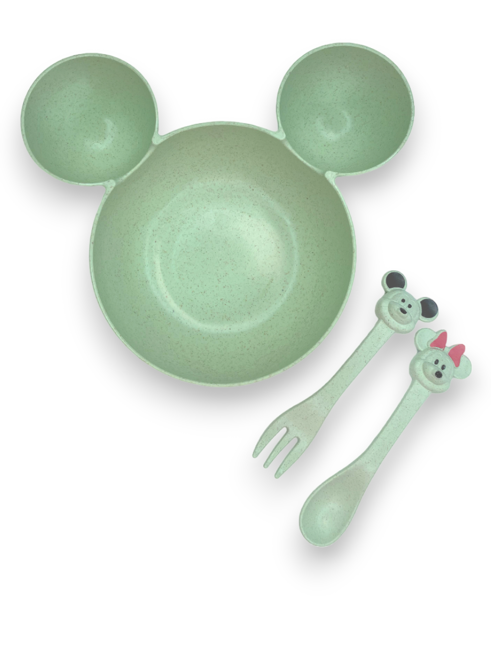 Набор детской посуды Добрый Филин Детская тарелка вилка ложка Мышонок зеленый 3 предмета - фото 12