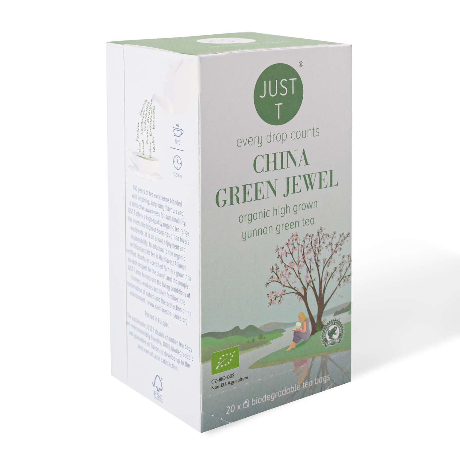 Чай зеленый JUST T высокогорный органический пакетированный Юньнань 20 пакетиков - фото 1