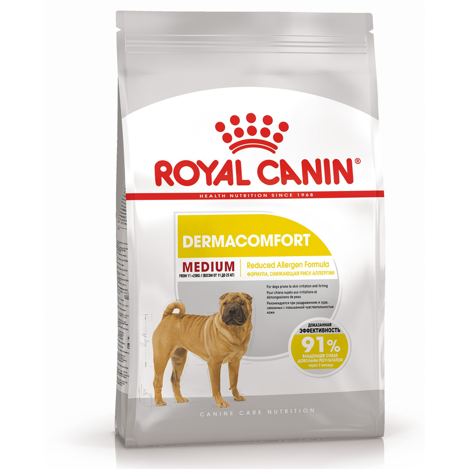 Корм для собак ROYAL CANIN Medium Dermacomfort средних пород склонных к  кожным раздражениям и зуду 10кг купить по цене 7063 ₽ с доставкой в Москве  и России, отзывы, фото