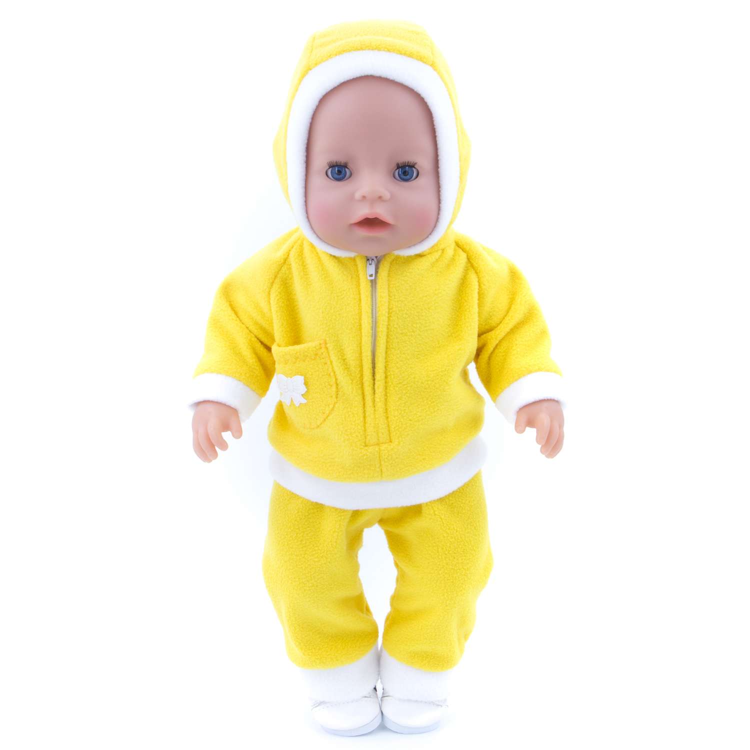 Комплект одежды МОДНИЦА для пупса 43-48 см из флиса желтый-белый 6103желтый&amp;белый - фото 6