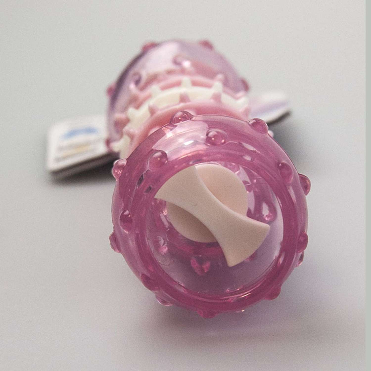 Игрушка для собак EarthPet для чистки зубов жевательная трехступенчатая со вкусом копченой курицы Розовая - фото 2