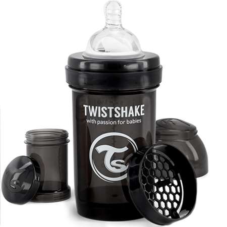 Бутылочка Twistshake антиколиковая 180мл Чёрная