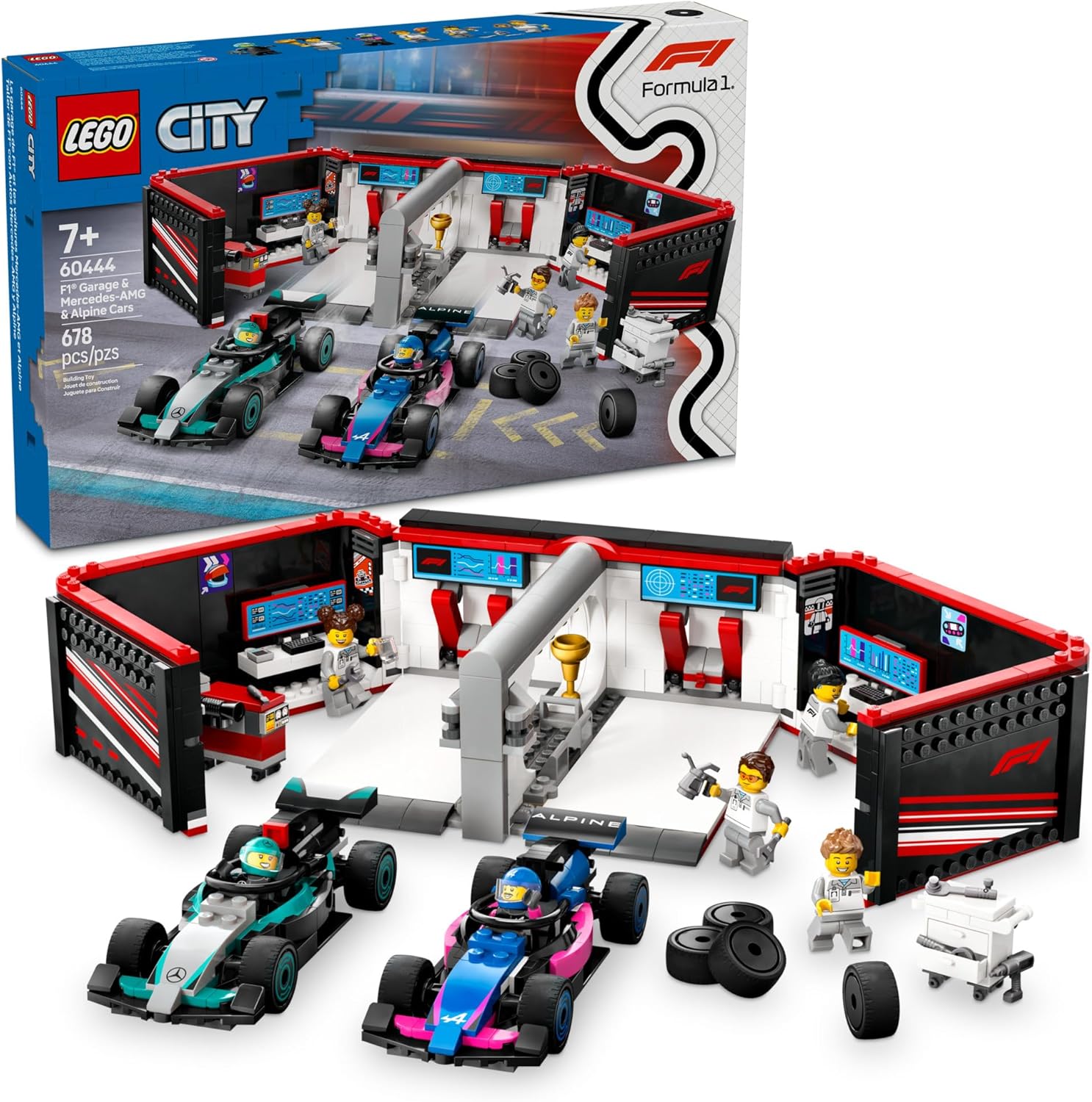 Конструктор LEGO Гараж F1 для Mercedes-AMG и Alpine 60444 - фото 1