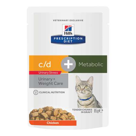 Корм для кошек HILLS 85г Prescription Diet c/d Stress+ Metabolic диетический с курицей