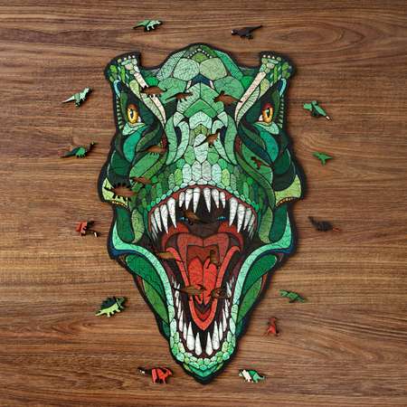 Деревянный фигурный пазл Eco Wood Art Динозавр T-REX L 57x35 см