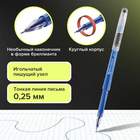 Ручки гелевые Brauberg 12 штук синие