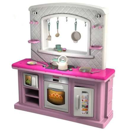 Детская кухня малая Doloni бело-розовая с подсветкой и музыкой 34 предмета