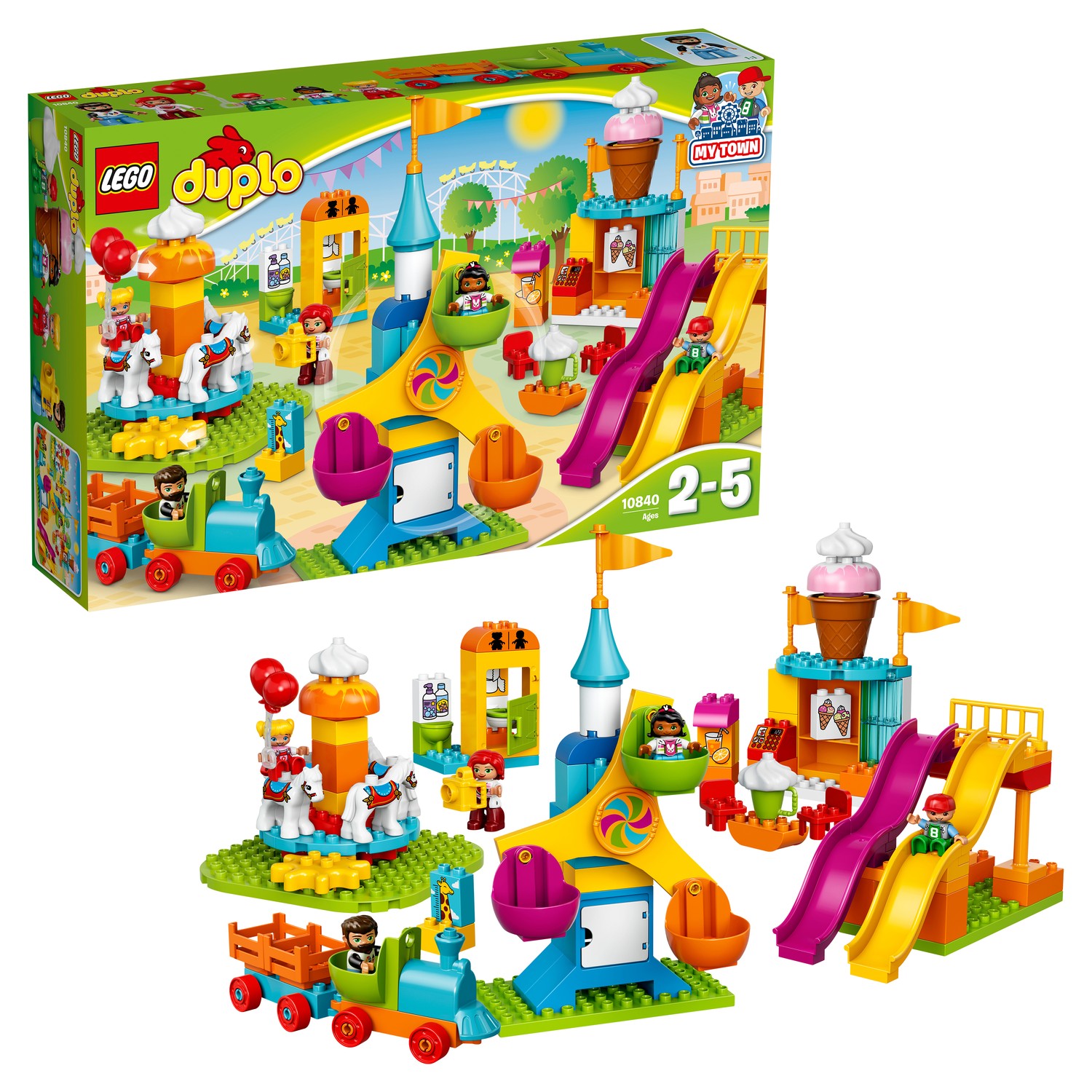 Конструктор LEGO DUPLO Town Большой парк аттракционов (10840) купить по  цене 3999 ₽ в интернет-магазине Детский мир