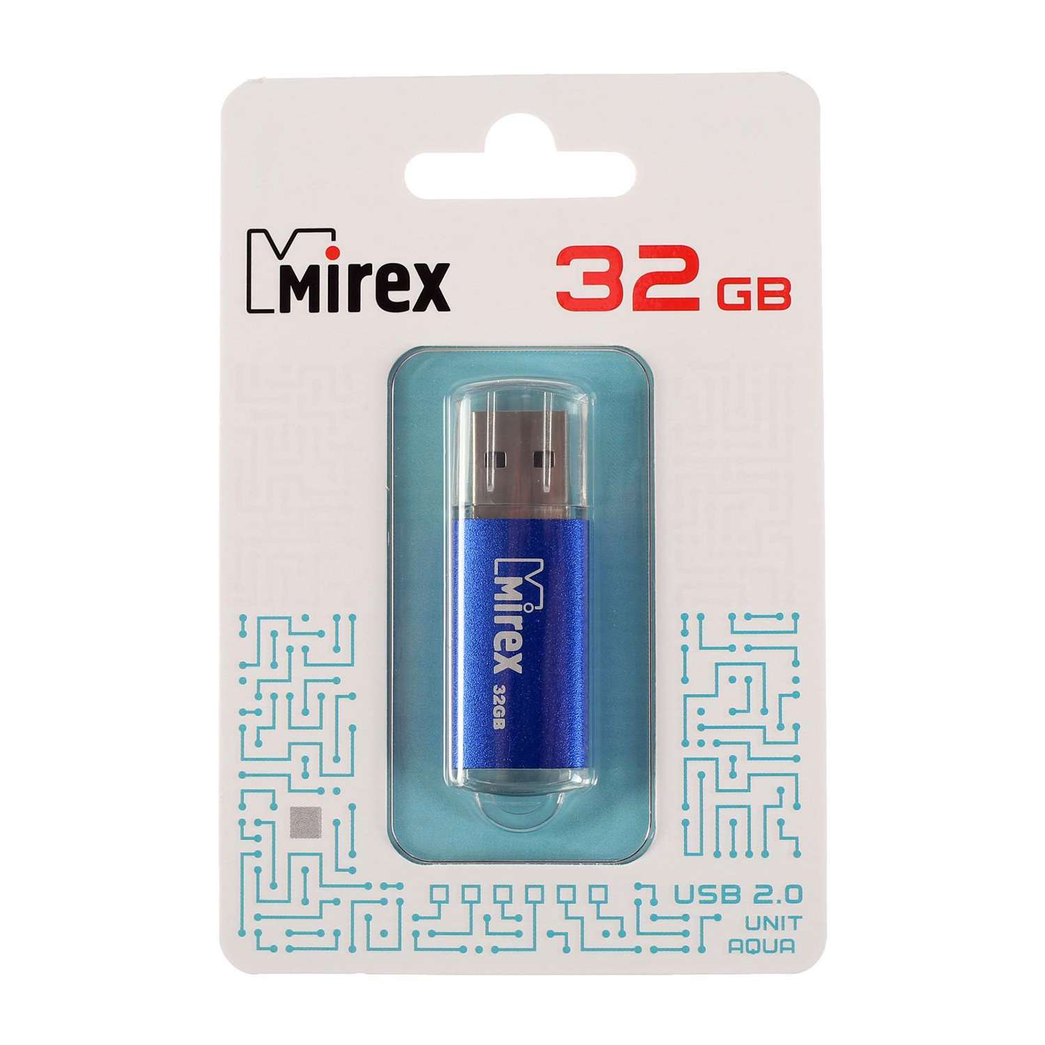 Флешка Mirex Unit Aqua 32 Гб USB 2.0 чт до 25 Мб/с зап до 15 Мб/с Cиняя 2891050 - фото 2