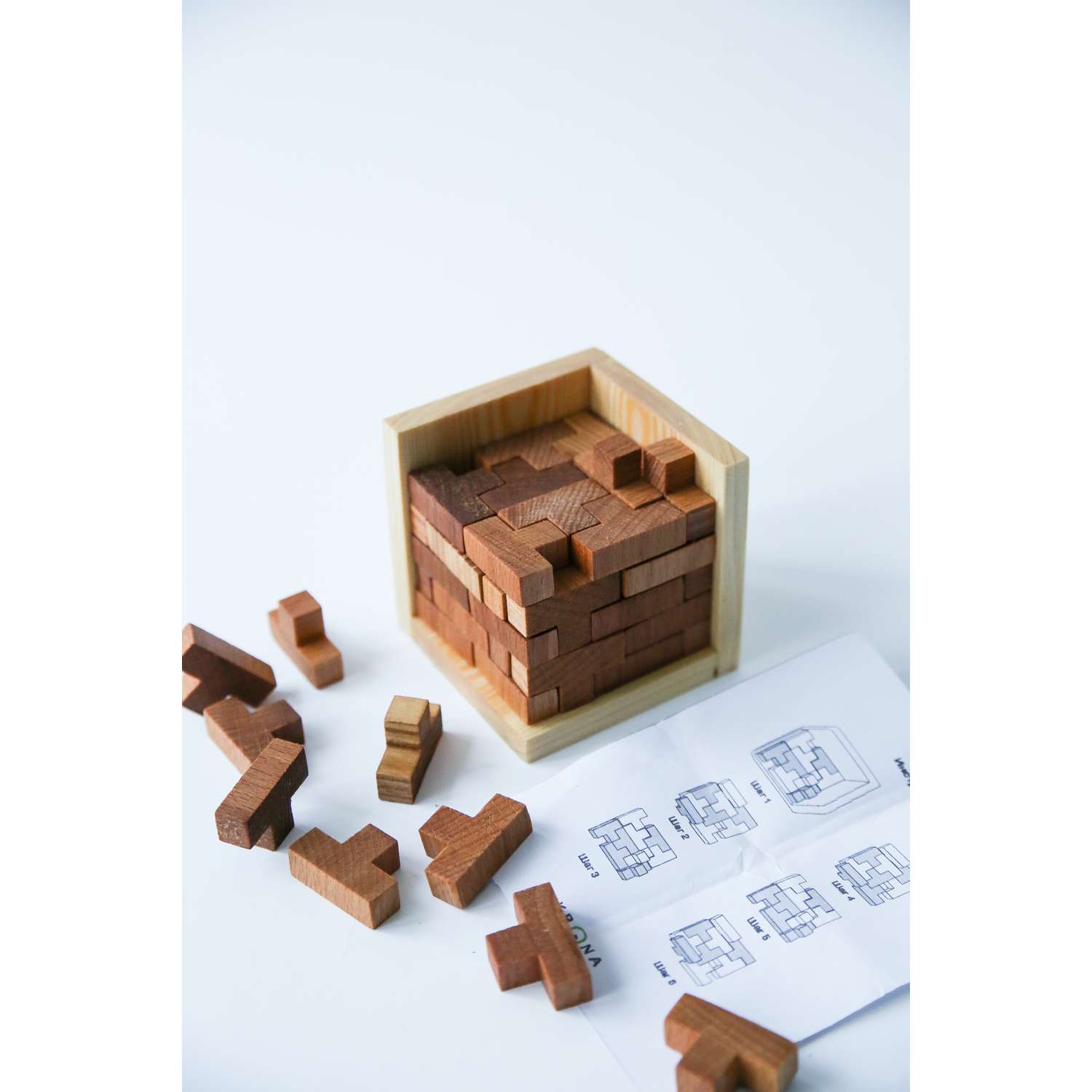 Головоломка KRONA куб деревянный - фото 1