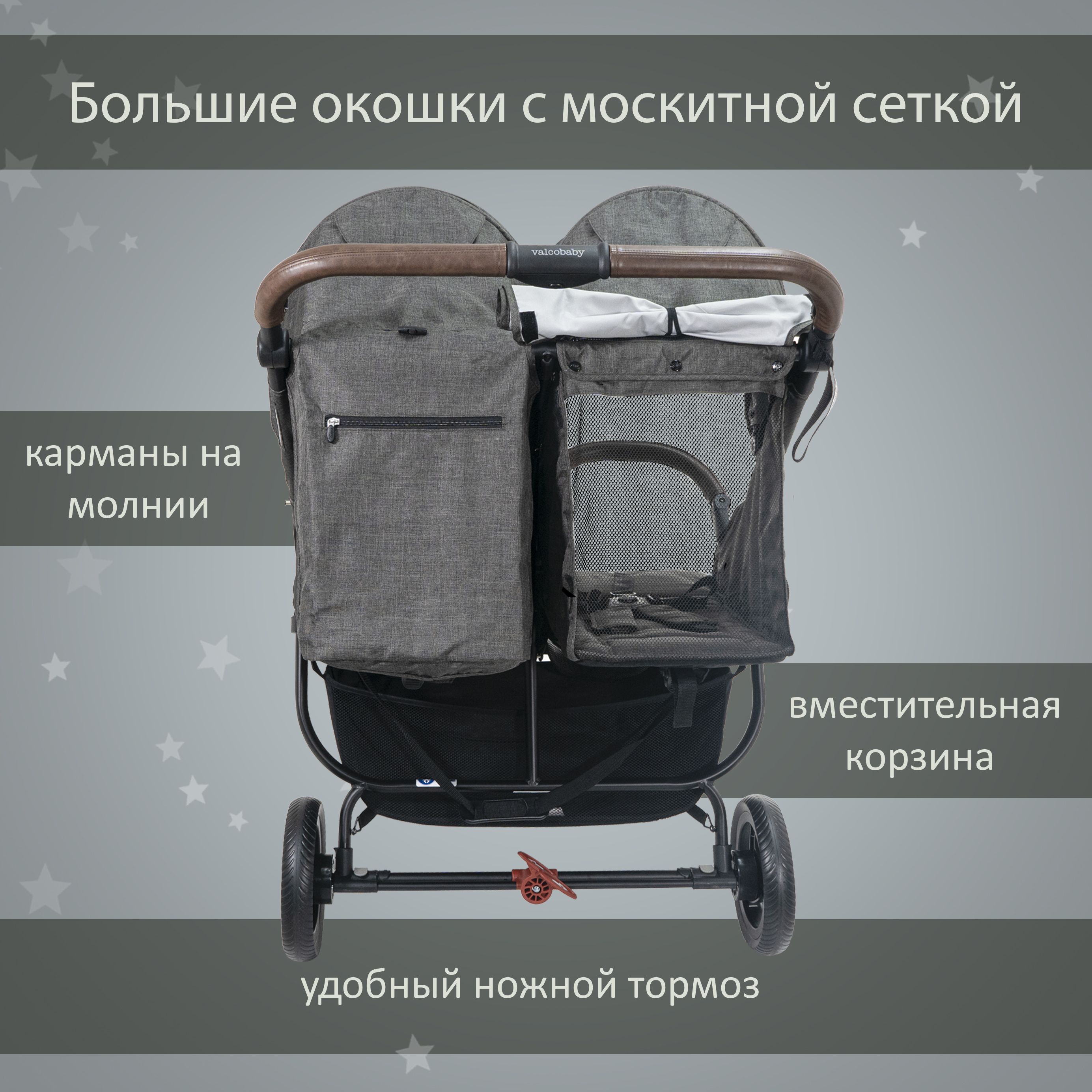 Коляска для двойни Valco baby Snap Duo Trend / Night - фото 5