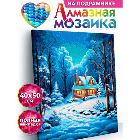 Алмазная мозаика Kiki холст на подрамнике 40х50 см На опушке зимнего леса