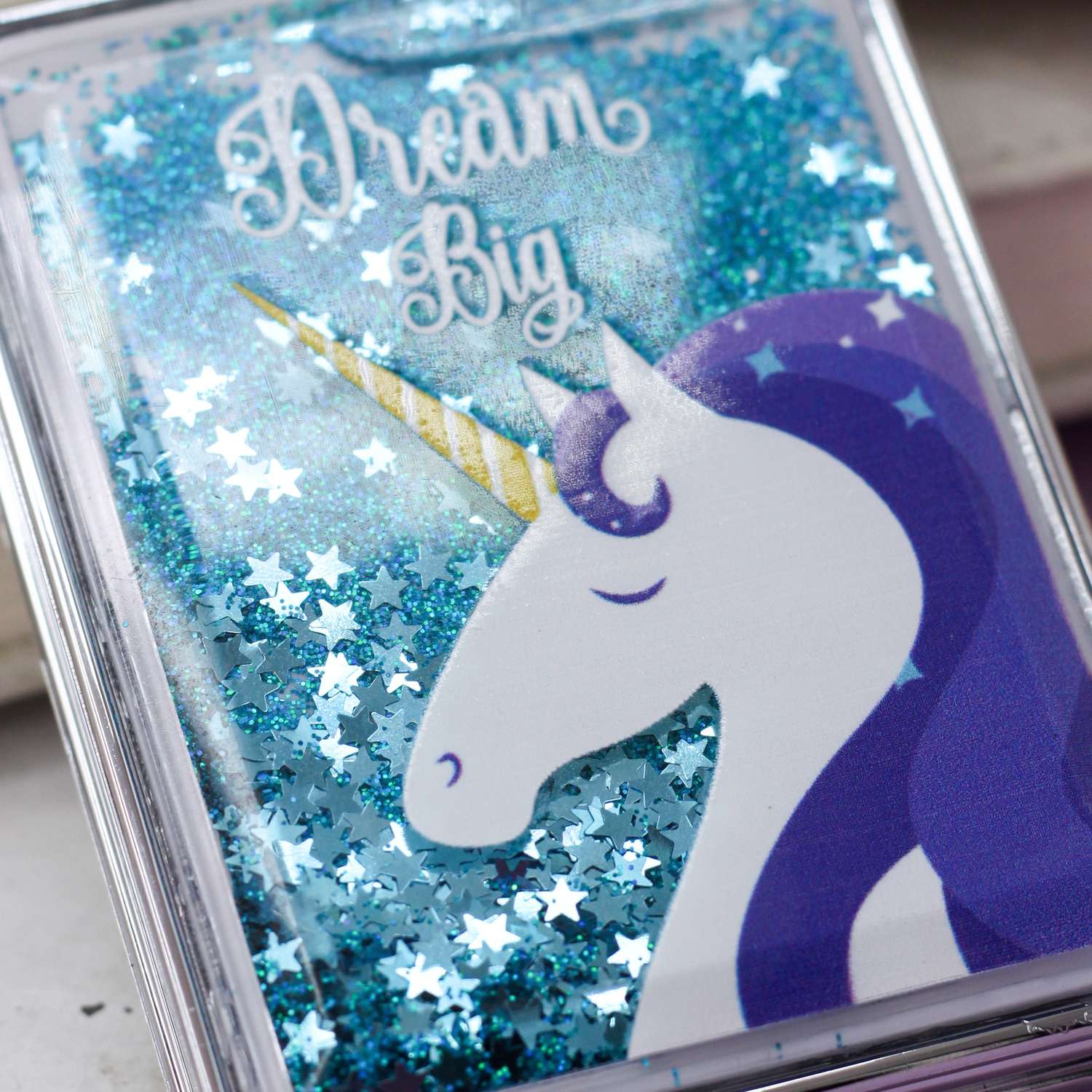 Зеркало карманное iLikeGift Sparkles unicorn blue с увеличением - фото 3