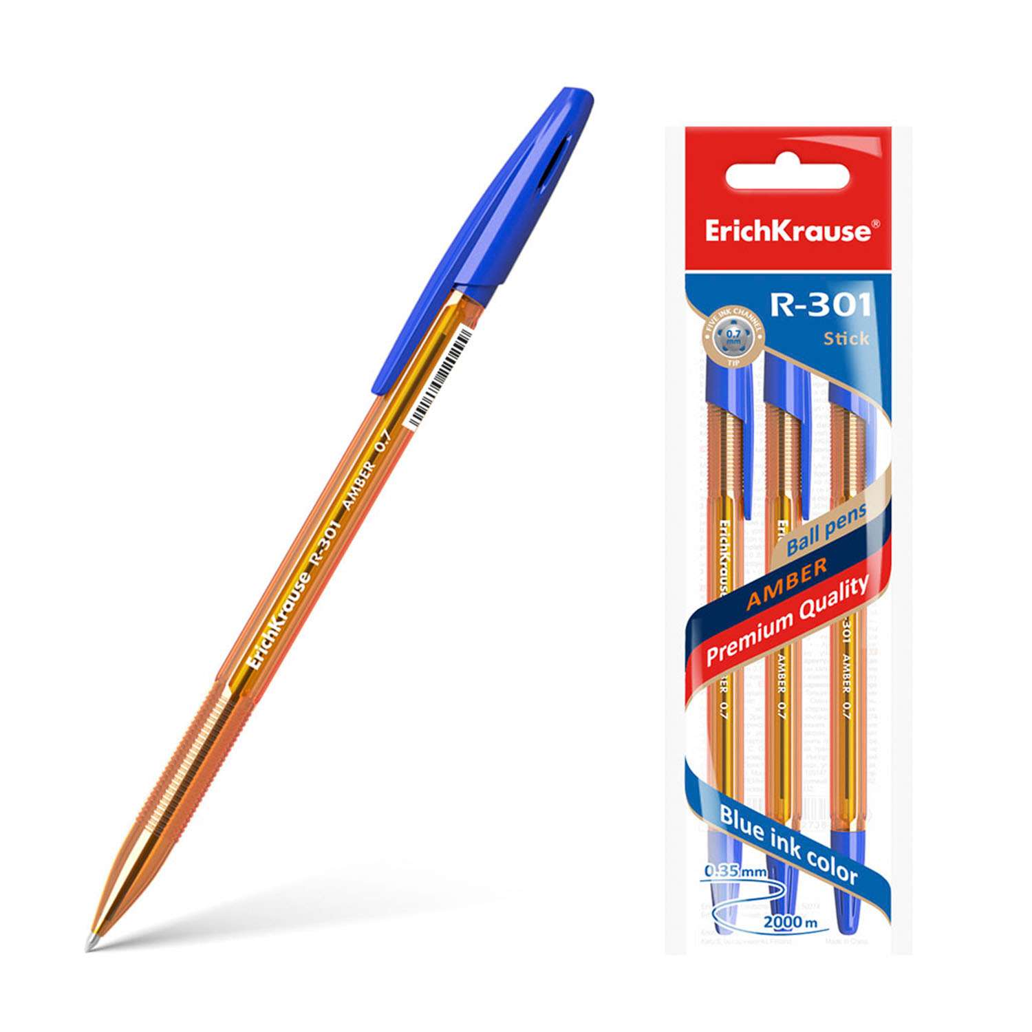 Ручка шариковая ErichKrause R-301 Amber Stick 0.7 42738 - фото 4