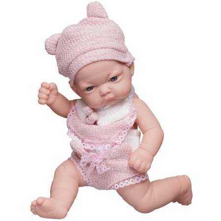 Пупс Junfa baby so lovely в розовом костюмчике с шапочкой и аксессуарами