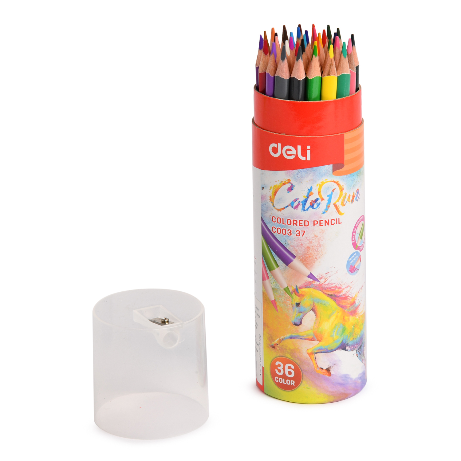 Карандаши Deli Color Run с точилкой 36 цветов EC00337 - фото 1