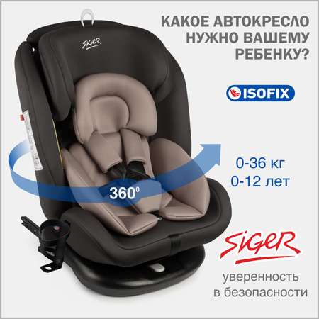 Детское автокресло SIGER Престиж ISOFIX lux мокко