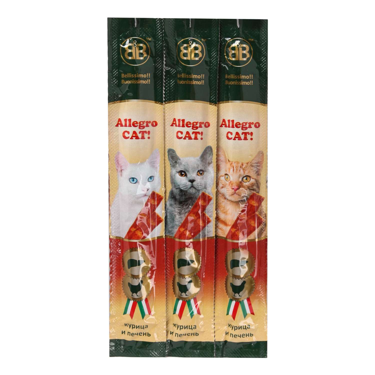 Лакомство для кошек BB Allegro Cat колбаски с курицей и печенью 60шт - фото 1