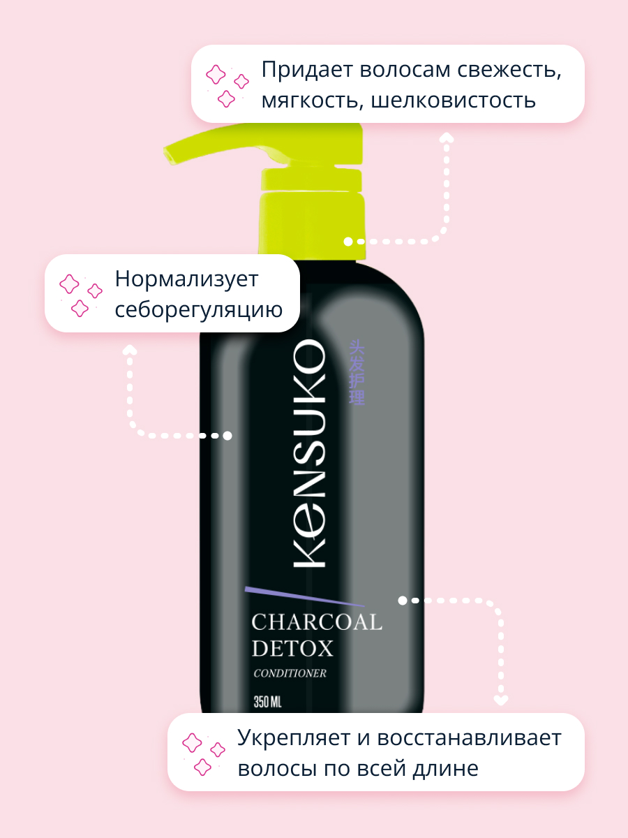 Кондиционер для волос KENSUKO Charcoal detox 350 мл - фото 2