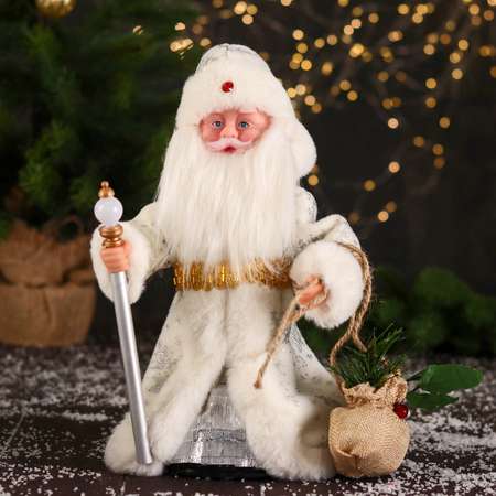 Дед мороз Зимнее волшебство «В белой шубке с посохом и мешком» двигается 12х28 см