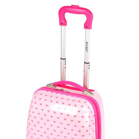 Детский чемодан BAUDET HELLO KITTY розовый c сердечками из поликарбоната 32 см на четырех колесах