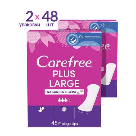 Прокладки гигиенические Carefree PLUS LARGE с легким ароматом свежести 48 шт х 2 упаковки