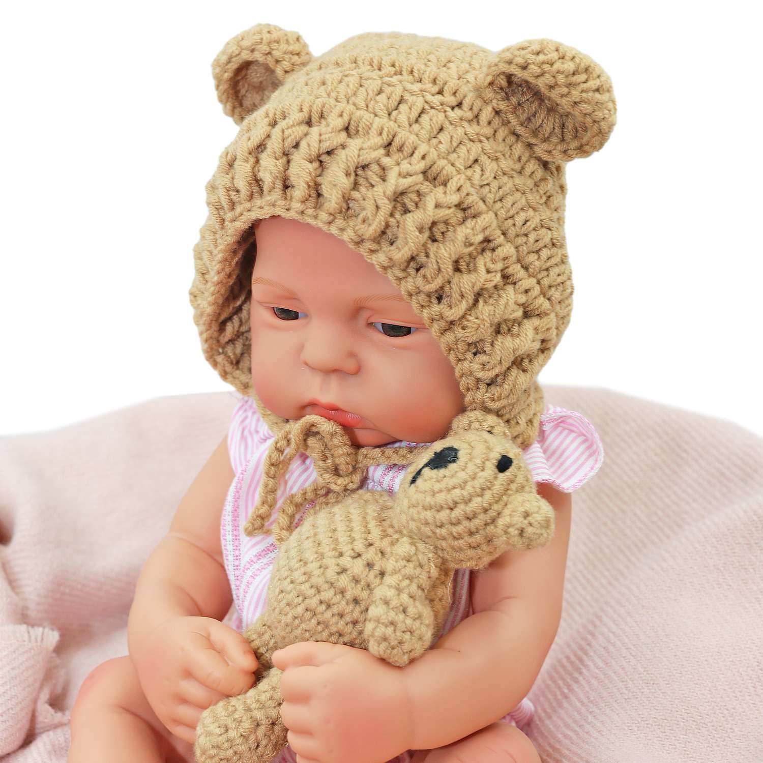 Набор для фотосессии ребенка SHARKTOYS от 0 до 3 месяцев мягкая игрушка мишка и шапочка 3570001 - фото 3