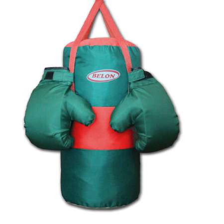 Детский набор для бокса Belon familia груша с перчатками цвет красный зеленый