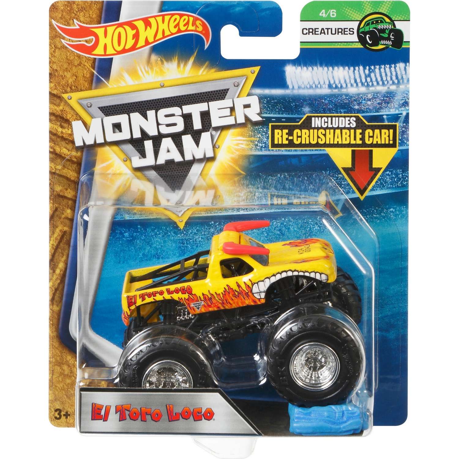 Машина Hot Wheels Monster Jam Creatures Эль Торо Локо Желтый FLX40 21572 - фото 2