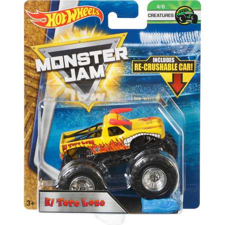 Машина Hot Wheels Monster Jam Creatures Эль Торо Локо Желтый FLX40