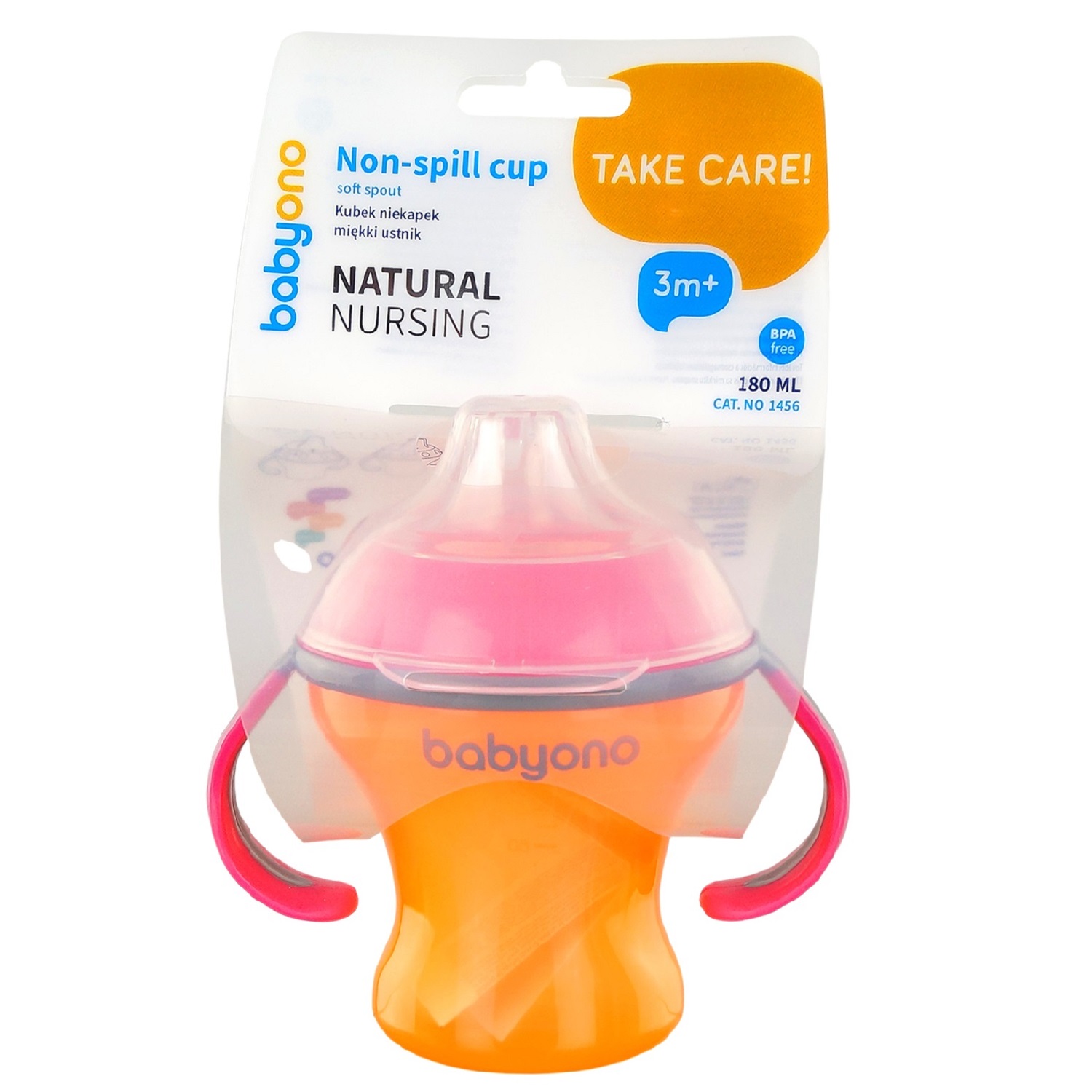 Поильник непроливайка Babyono NATURAL NURSING с мягким носиком 180 мл Оранжевый 1456 - фото 2