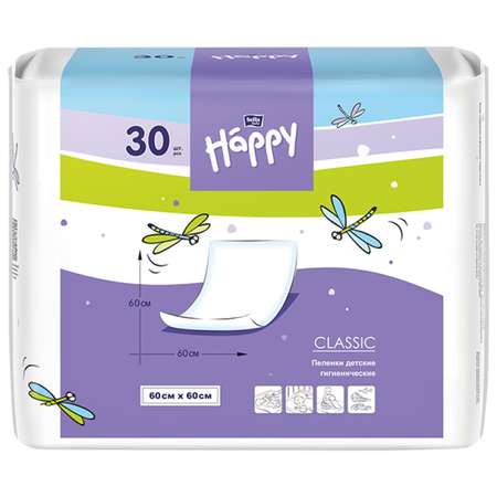 Пеленки Bella baby Happy classic 60x60 30 шт