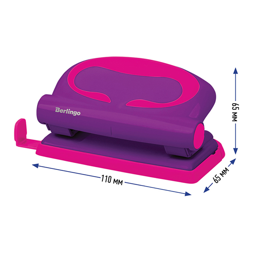Дырокол BERLINGO Fuze 10 л пластиковый фиолетовый с линейкой - фото 4