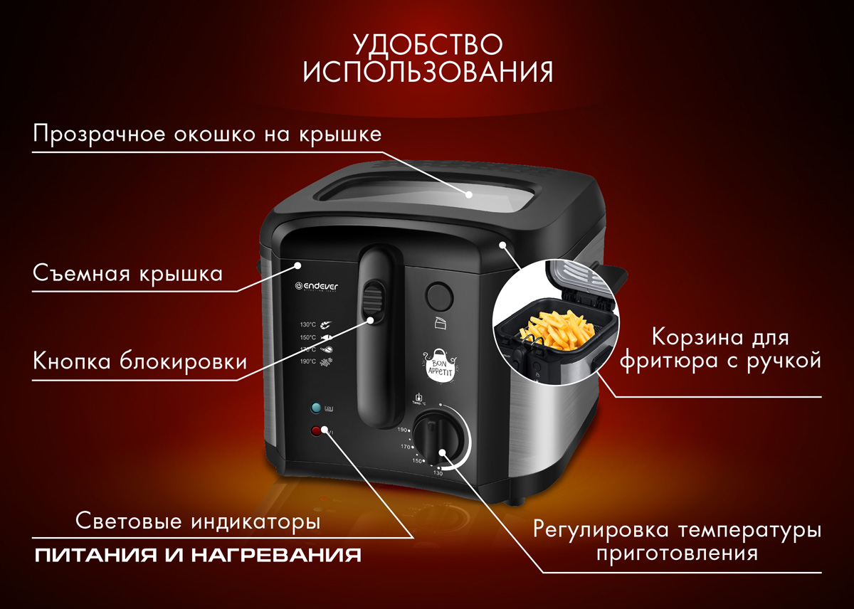 Электрическая фритюрница ENDEVER Skyline FR-115 - фото 3