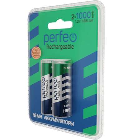 Аккумуляторные батарейки Perfeo AA1000mAh 2 штуки