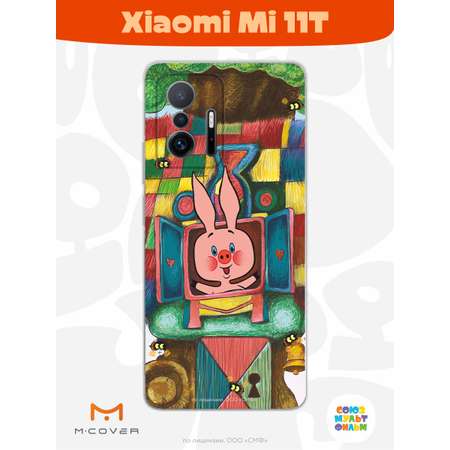 Силиконовый чехол Mcover для смартфона Xiaomi Mi 11t Союзмультфильм Довольный Пятачок