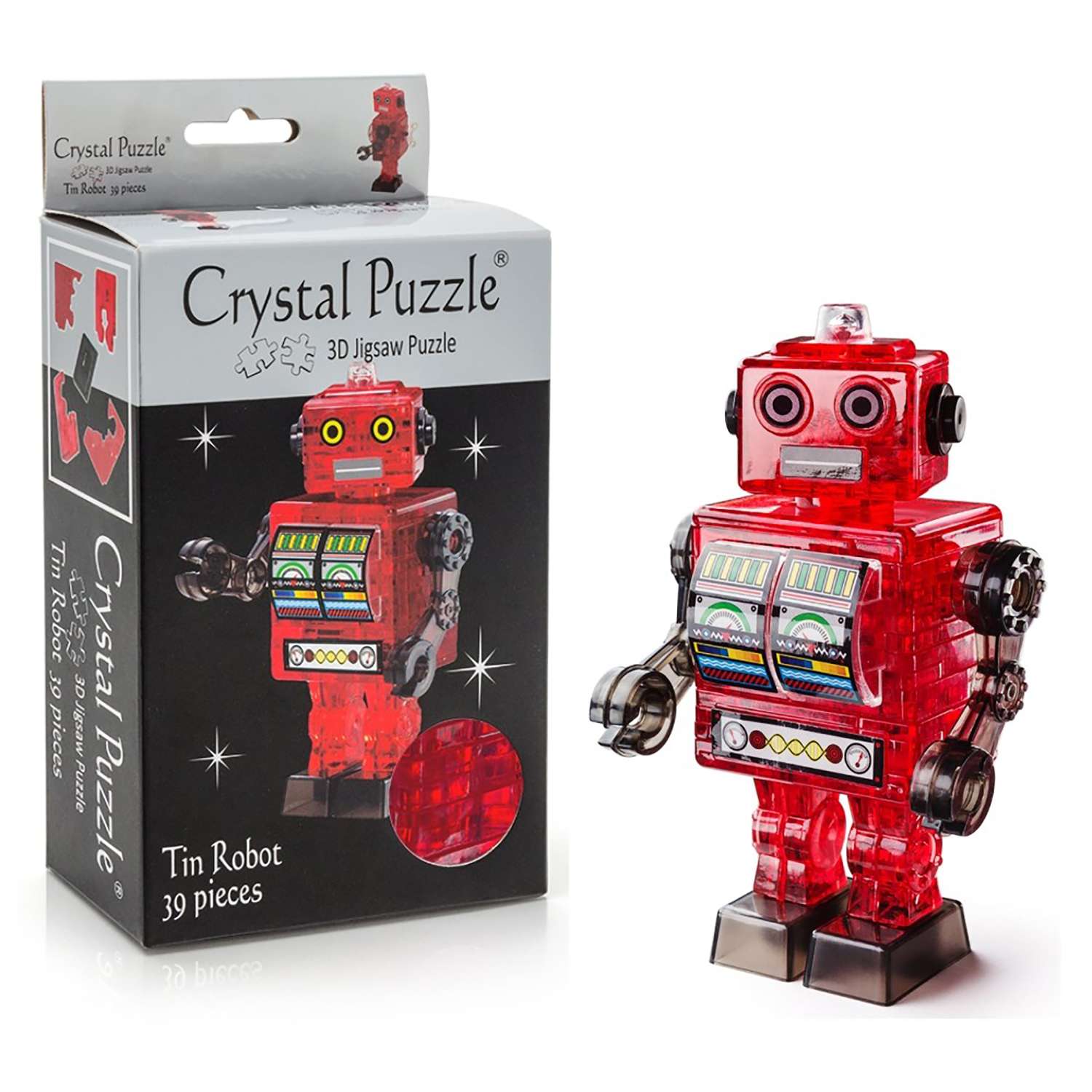 3D-пазл Crystal Puzzle IQ игра для детей кристальный Робот красный 39 деталей - фото 5