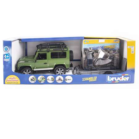 Игровой набор Bruder Land Rover Внедорожник с мотоциклом