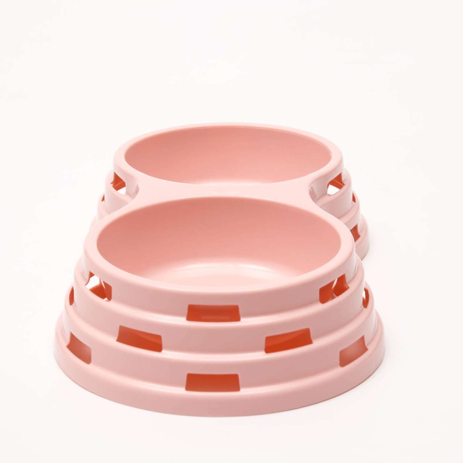 Миска Пижон пластиковая двойная 33.5х18х6 см розовая 400 мл - фото 4