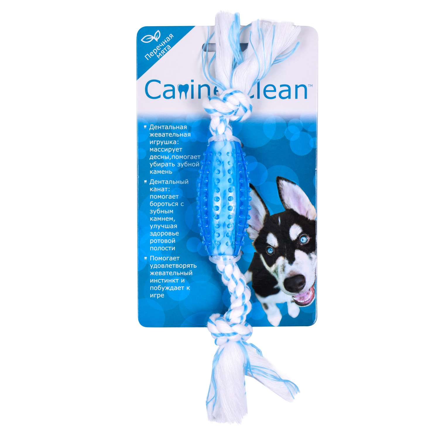 Игрушка для собак AROMADOG Canine Clean Регби с канатом с ароматом мяты - фото 1