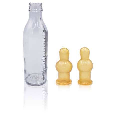 Бутылочка для кормления Littlebloom БДМ200 Молочная стеклянная латексные соски 2 шт