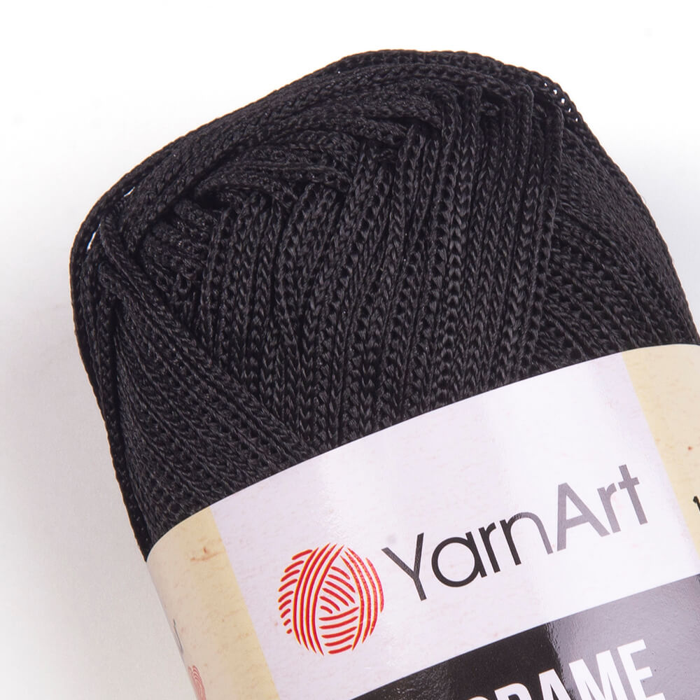 Пряжа YarnArt Macrame прочная в виде шнура полиэстер 90 г 130 м 148 черный 6 мотков - фото 7