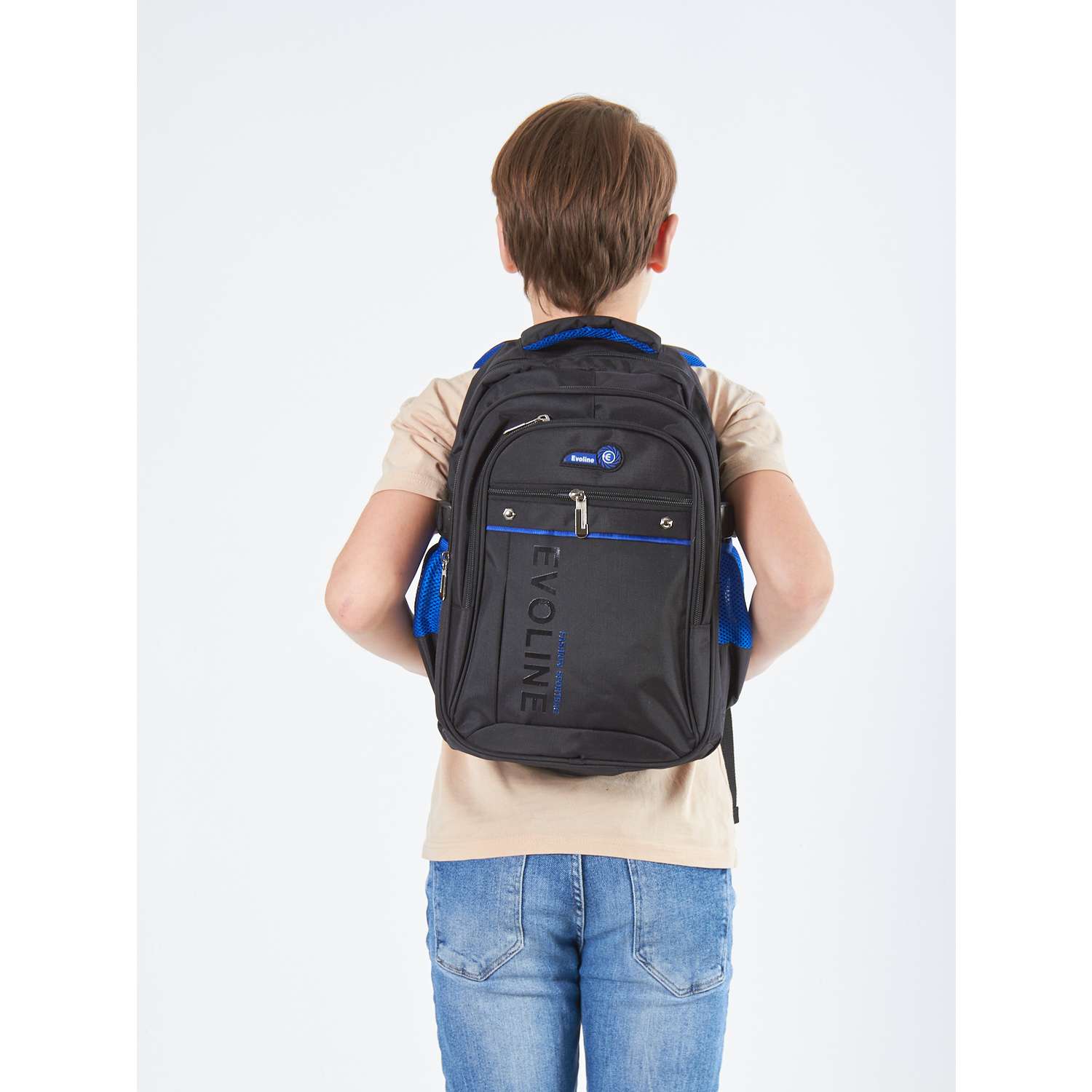 Рюкзак школьный Evoline Черный синий EVO-157-2 - фото 5