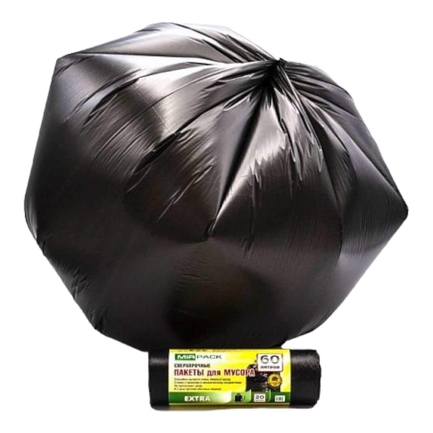 Мешки для мусора MirPack 60 литров 60х70 см черные в рулоне - фото 5