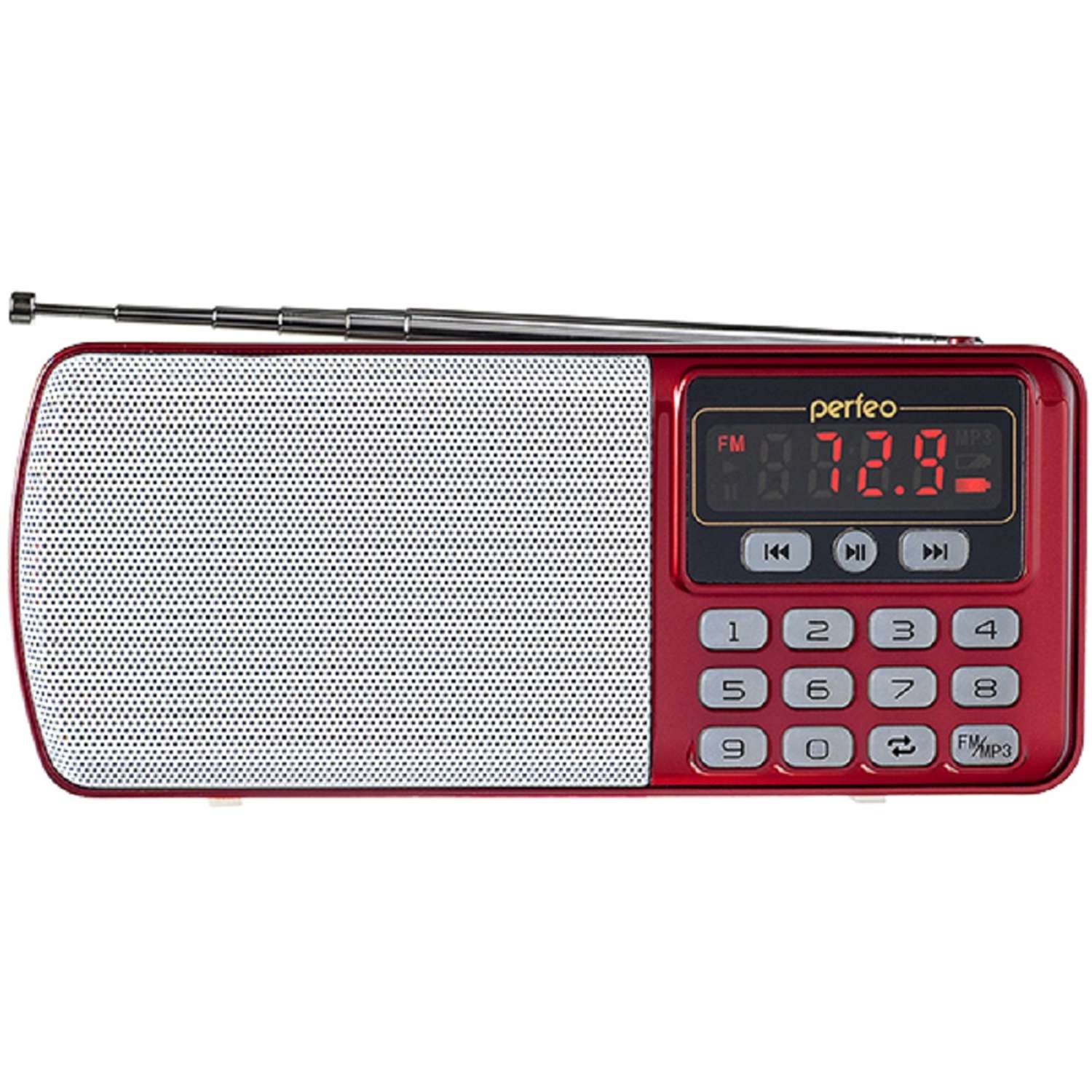 Радиоприемник Perfeo цифровой ЕГЕРЬ FM+ 70-108МГц MP3 питание USB или BL5C красный i120-RED - фото 1