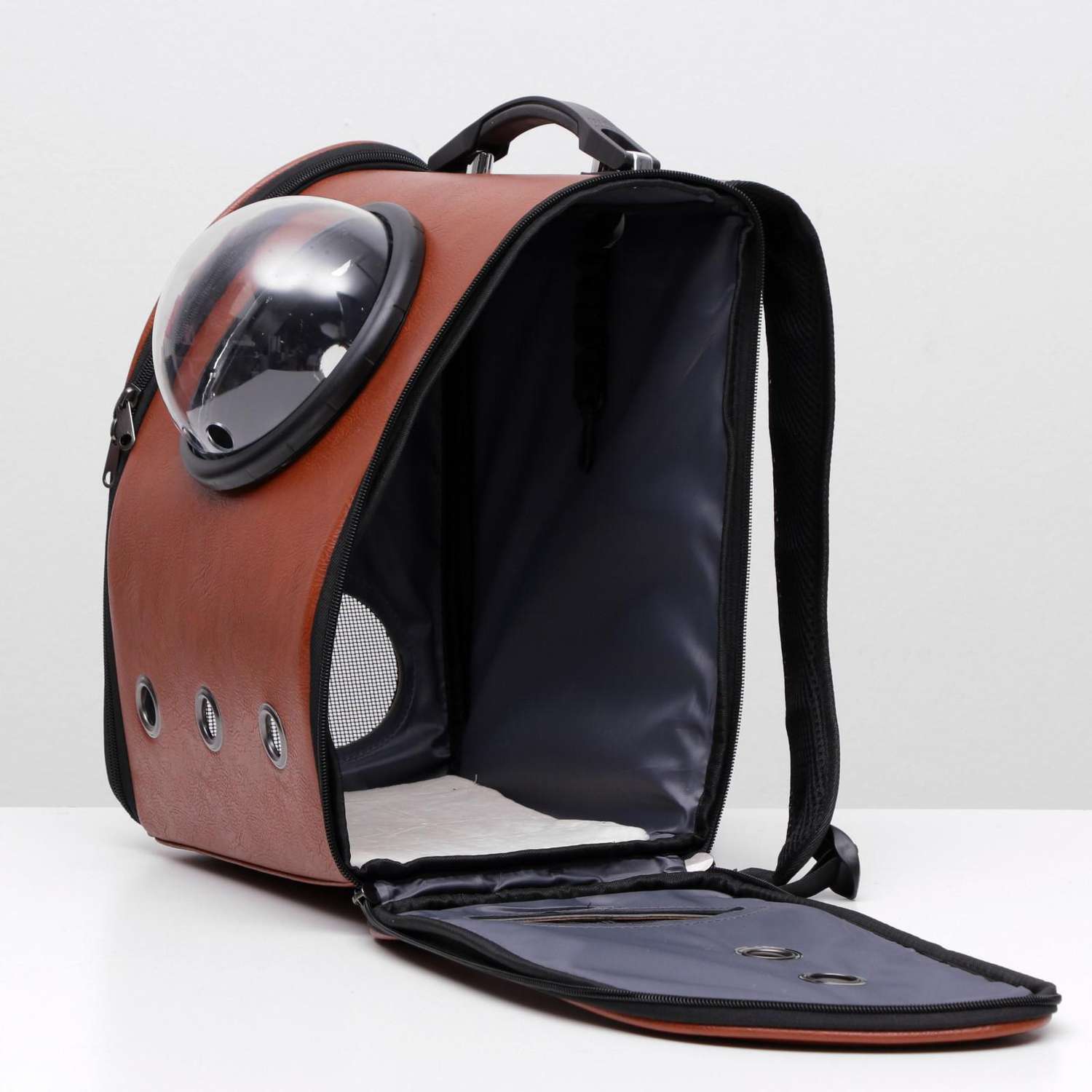 Рюкзак Пижон для переноски животных с окном Элеганс коричневый - фото 2