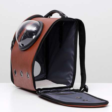 Рюкзак Пижон для переноски животных с окном Элеганс коричневый