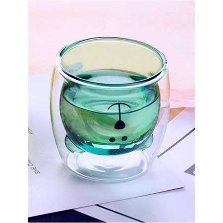 Стеклянный стакан KIMBERLY с двойными стенками изумрудный мишка 250 мл